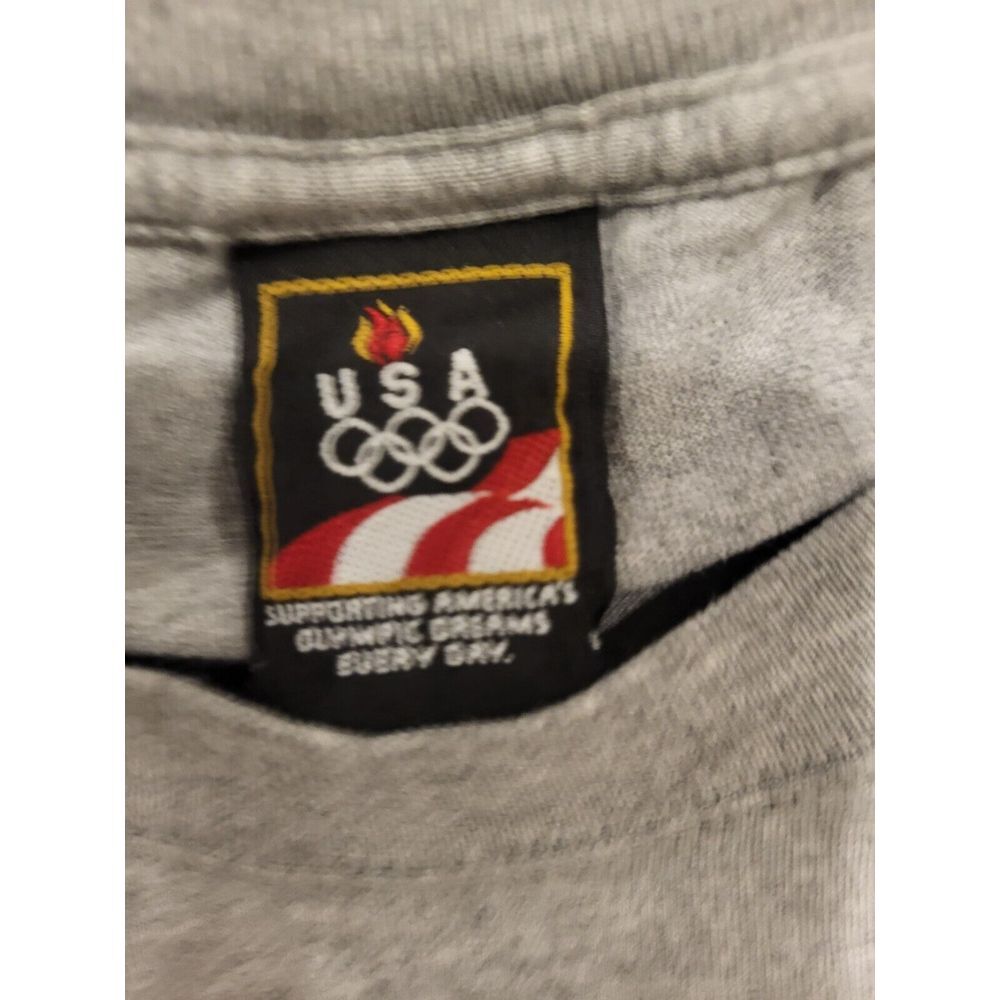 VINTAGE‎ Olympic USA Men T-Shirt Large Gray Logo Short Sleeve Crew Neck 90s